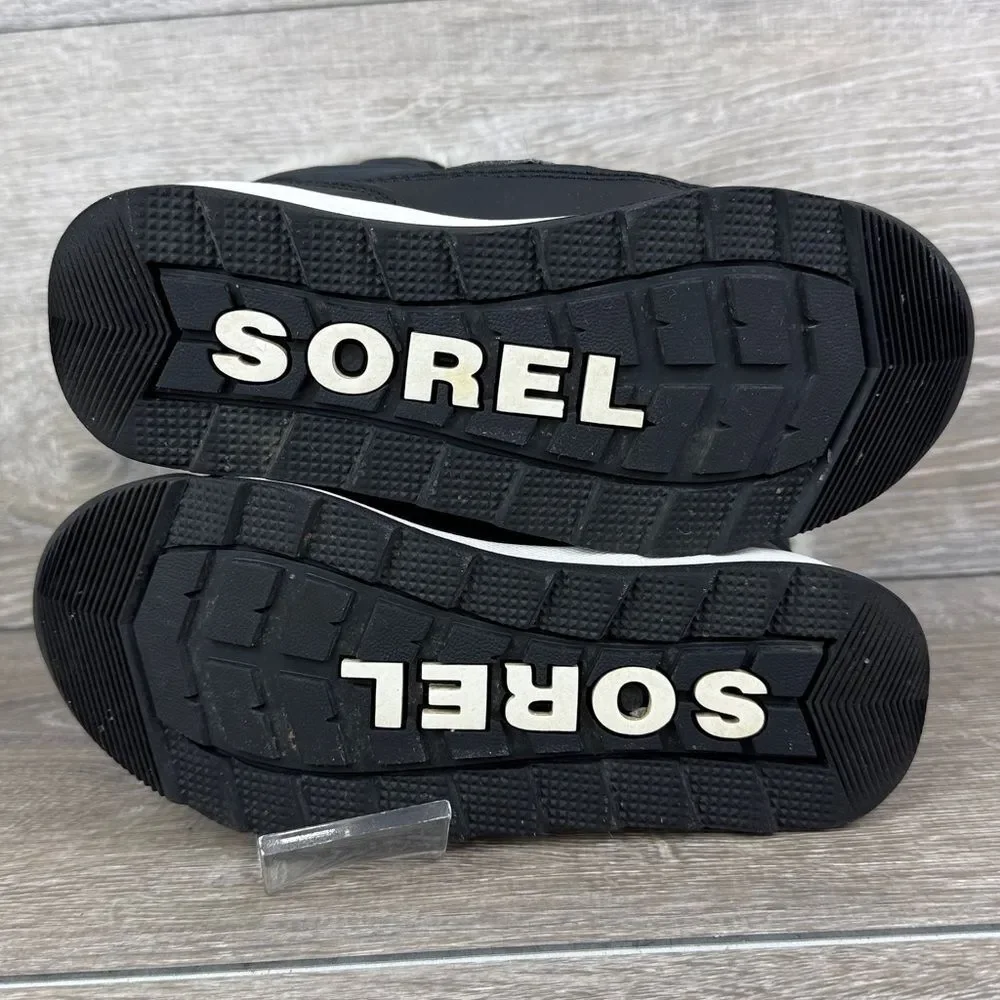 Sorel Whitney II Strap Warm Waterproof Little Girl Sz 13 Black White Winter Boot